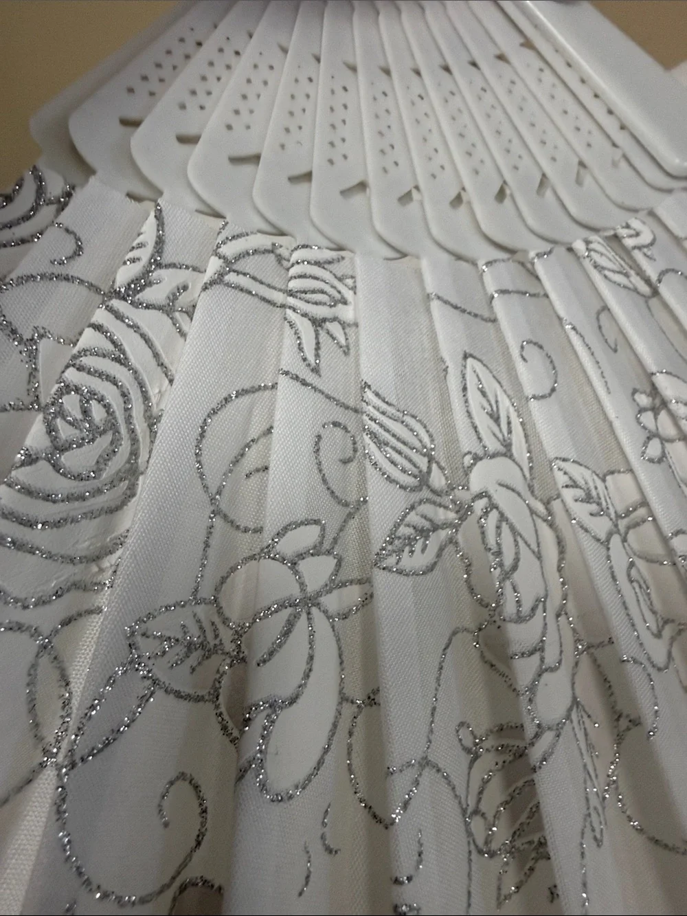 Lot of TWO - Elegant White Lace Folding Hand Fans by